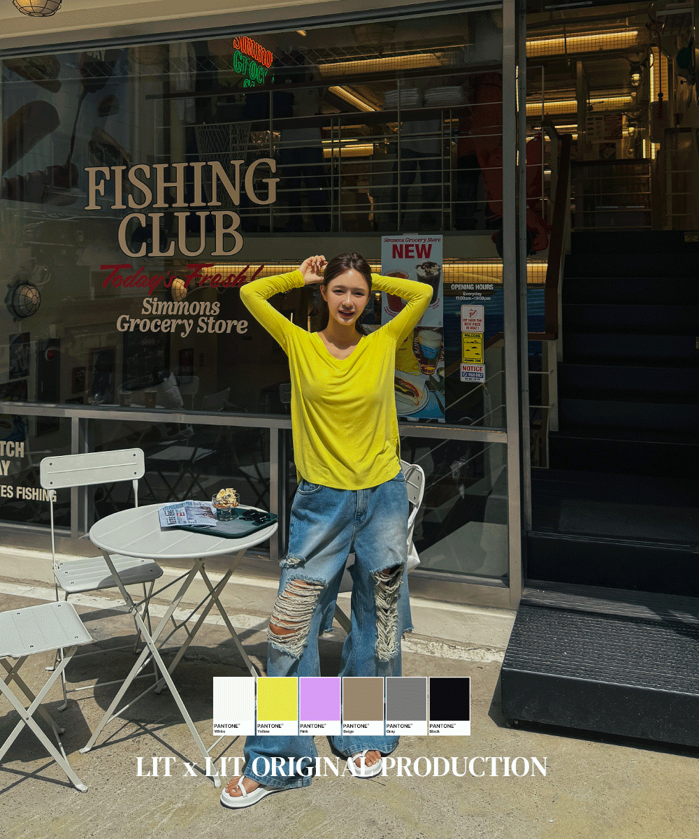 웨이스 실켓 V넥 탑 6color : LITLIT