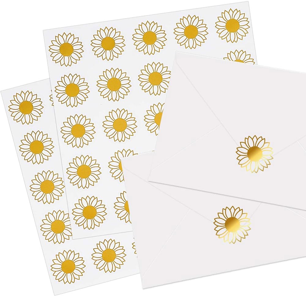 Whaline 500Pcs 해바라기 스티커 골드 포일 봉투 봉인 인사말 초대장 생일 선물 포장 용품용 여름 꽃 라벨 Maple Leaves : 글로우S