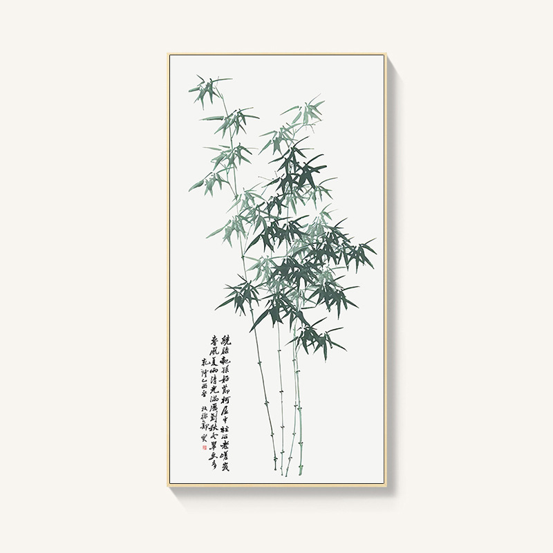 정반교 대나무 그림과 서예 중국 스타일 인테리어 그림 돌 난초 다실 벽걸이 서재 수묵 액자 : 흐린하늘