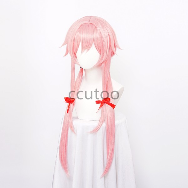 Ccutoo 합성 가사이 유노 가발 롱 핑크 헤어 미래 일기 Cos 코스프레 + 레드 리본 모자 : 더푸른나무