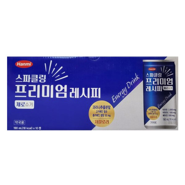 한미 스파클링 프리미엄 레시피 제로 슈거 190ml x 10캔 탄산음료 : 에이치와이팜