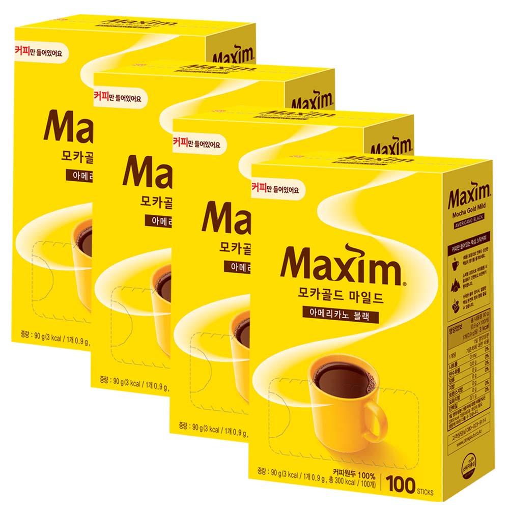 맥심 모카골드 마일드 블랙커피 400T(100T x 4개)(믹스커피 아니에요)커피만 있어요 : 할인마트몰