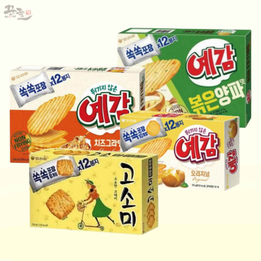 오리온 예감 오리지널 192g + 치즈그라탕 204g + 볶음양파맛 204g +고소미 216g / 각 1개씩 / 과자세트 : 꾼들앤