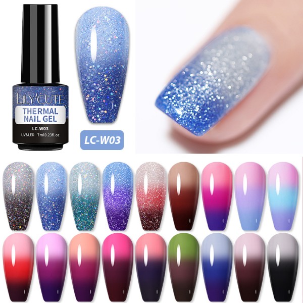 LILYCUTE 7ml 열 젤 매니큐어 Vernis 반영구적 3  온도 색상 변경 네일 DIY 디자인 : SolBox