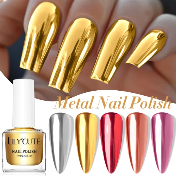 LILYCUTE 미러 메탈릭 네일 광택제, 매우 밝은 효과 아트 바니시, 매니큐어 용품 램프 필요 없음, 7ml : SolBox