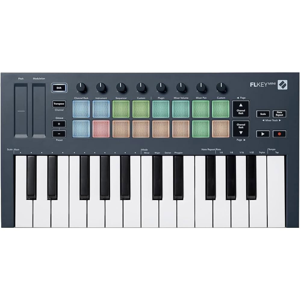온애이 NOVATION FLKEY MINI 음악 제작을 위한 FL 스튜디오 통합 기능을 갖춘 휴대용 25키 USB MIDI 키보드 컨트롤러 37 Keys... 