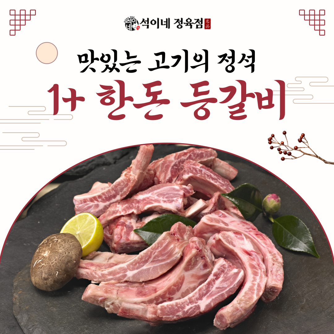 1+ 국내산 등갈비 쪽갈비 1kg 캠핑 바베큐 한돈 돼지고기 대구 수성구 석이네정육점 : 석이네정육점