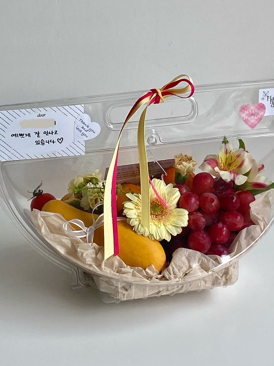 (생화장식무료)토트백 양산 부산 집들이 승진 축하 임신 출산 선생님 부모님선물 : 해피프룻데이