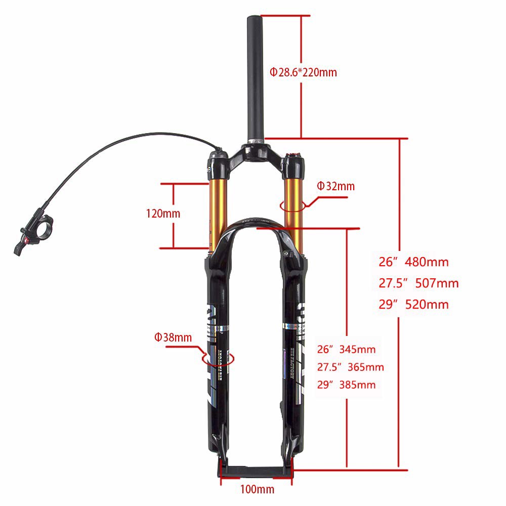 볼라니 MTB 포크 산악 여행용 가스 프론트 스트레이트-원격) 튜브 100MM 자전거 : 필립리테일몰