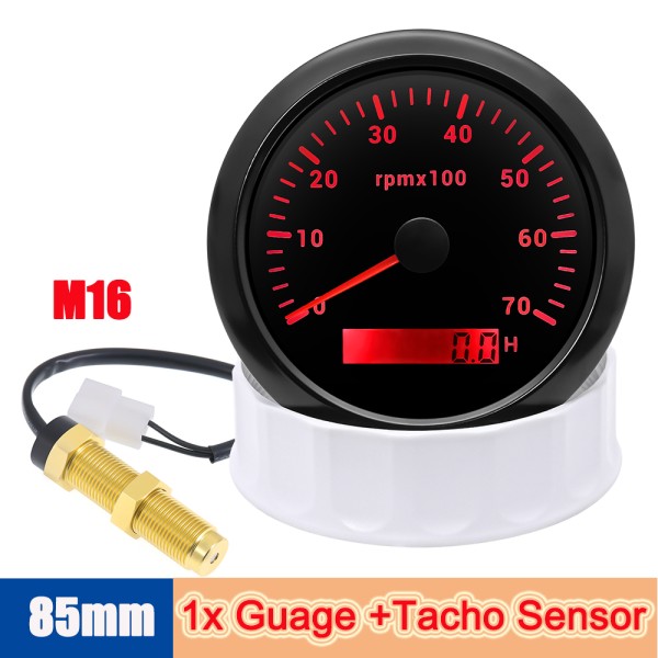 AD 85MM 자동 타코미터 레드 포인터, 7000 RPM 타코 계량기, LED 7 컬러라이트 디젤 엔진 자동차 센서, 1-12 실린더 : 플러스박스스토어