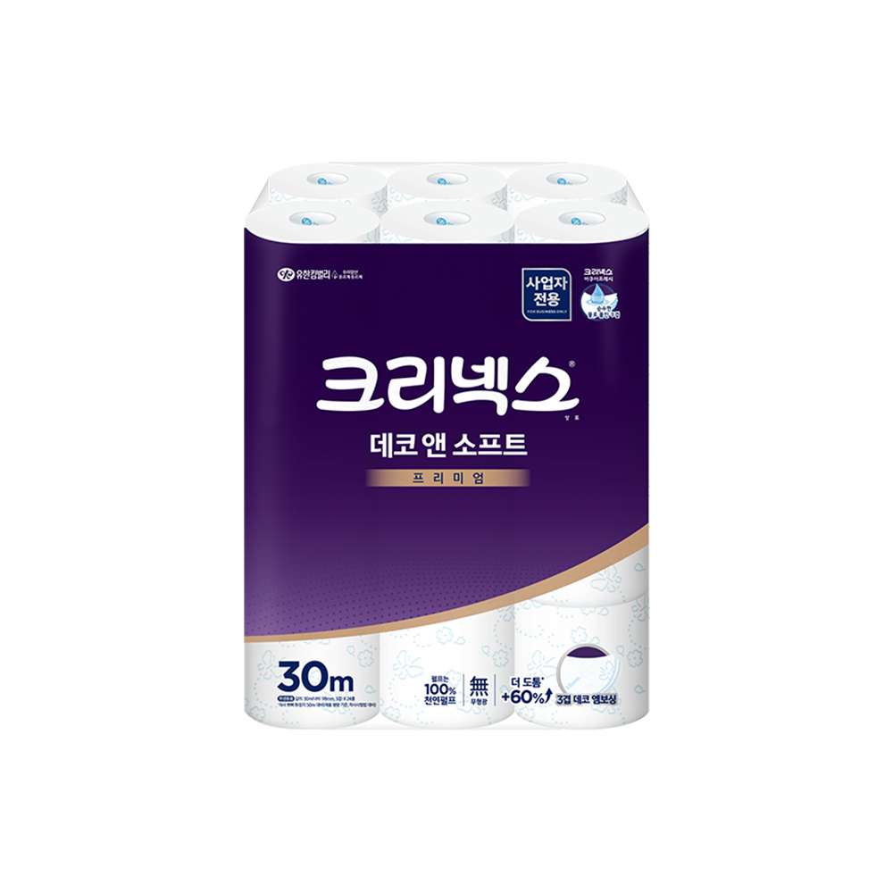 크리넥스 데코앤소프트 화장지 30m 24롤 X 1팩 3겹 두루마리 45178 : 유한킴벌리 공식대리점몰
