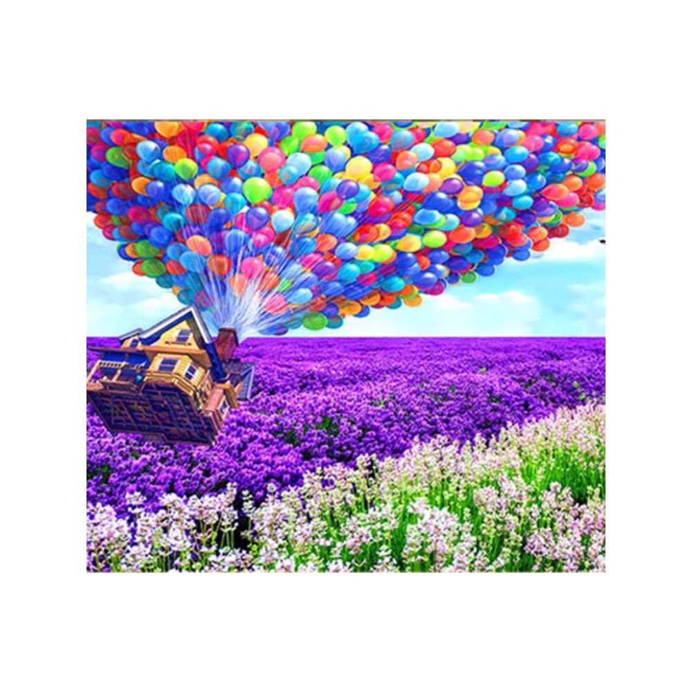 보석 십자수 큐빅 비즈 다이아몬드 애니메이션 업 풍선 집 생일 선물 기념일 라운드 50x40cm+나인펜 : 하나택마아트