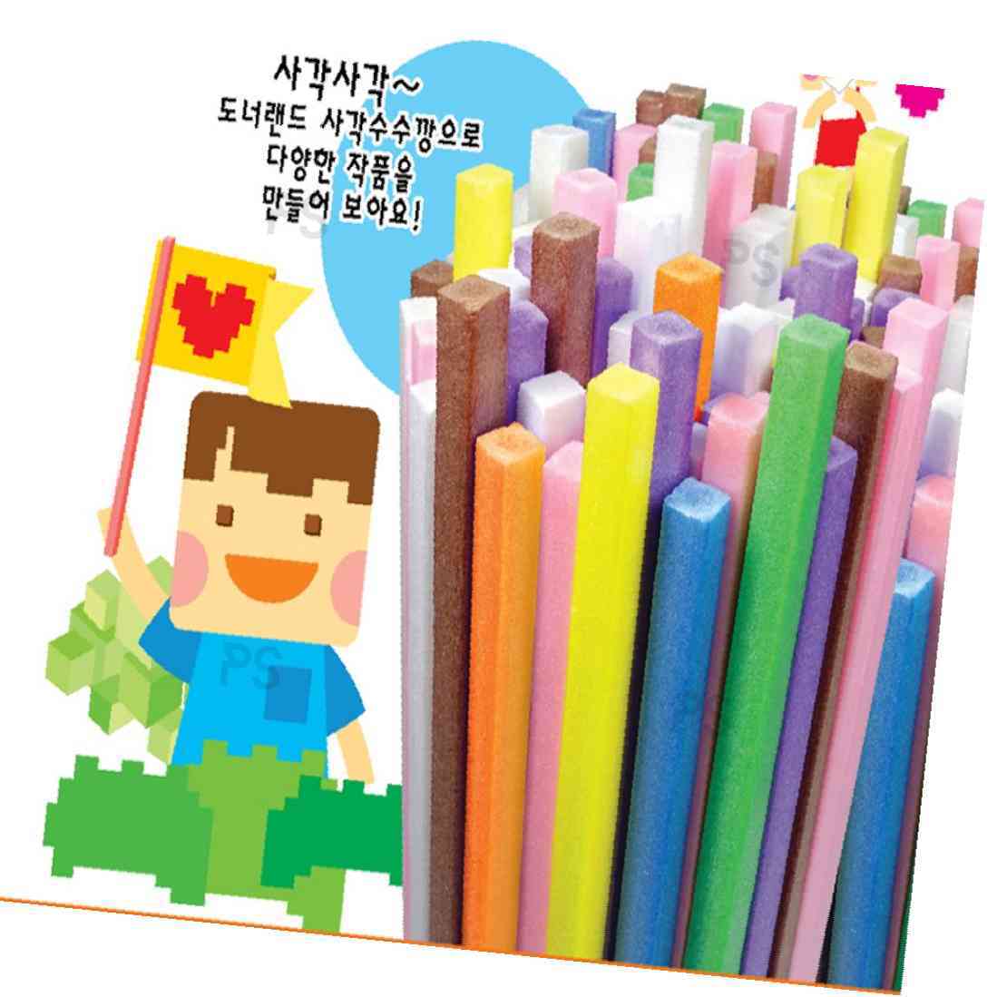 반품불가 수수깡 사각모양 10개 수수깡놀이 공작수수깡 미술학용품 학습재료 : 셀 커머스