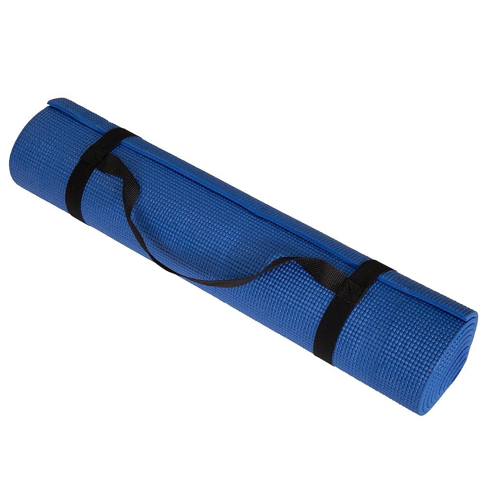 엑스트라-두꺼운 요가 매트 - 짐 세션을 위한 휴대용 스트랩이 있는 내구성 운동 폼 0.25 Thick Black : 자성마켓