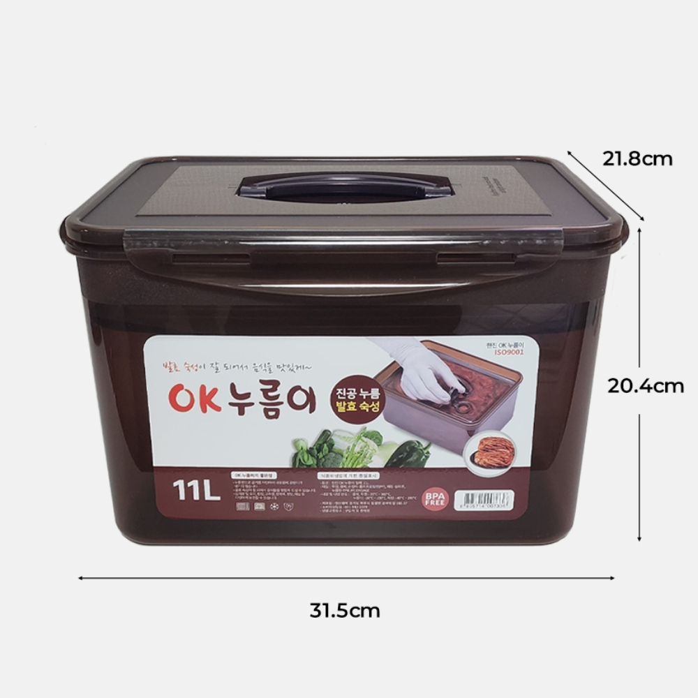 국산 밀폐 김치통 11L (누름이 포함) 김치냉장고 김장 숙성 용기 : 선넘는 보부상