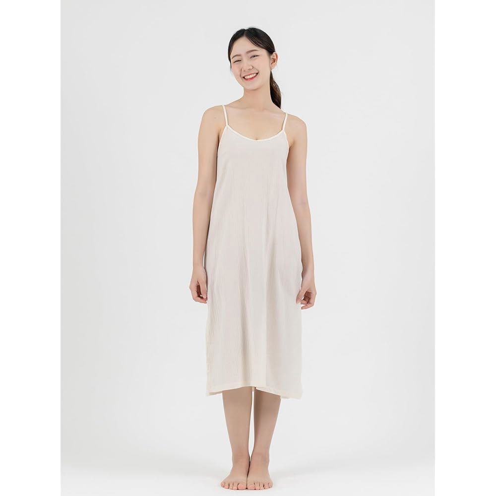 온애이 미디 길이 슬립 언더 드레스 조절 가능한 스파게티 스트랩 속옷 잠옷 XL 베이지 XS/S Beige : 와이제이엔컴퍼니