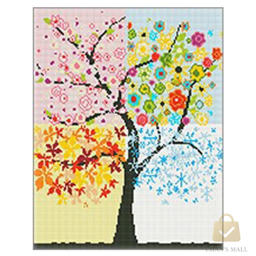 CN DIY 보석십자수 사계나무40X50 비즈십자수 : 찬스인터내셔널