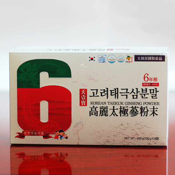 6년근 천일보 고려 태극삼분말 수삼 인삼분말 100% 300g : 꼬마딱지