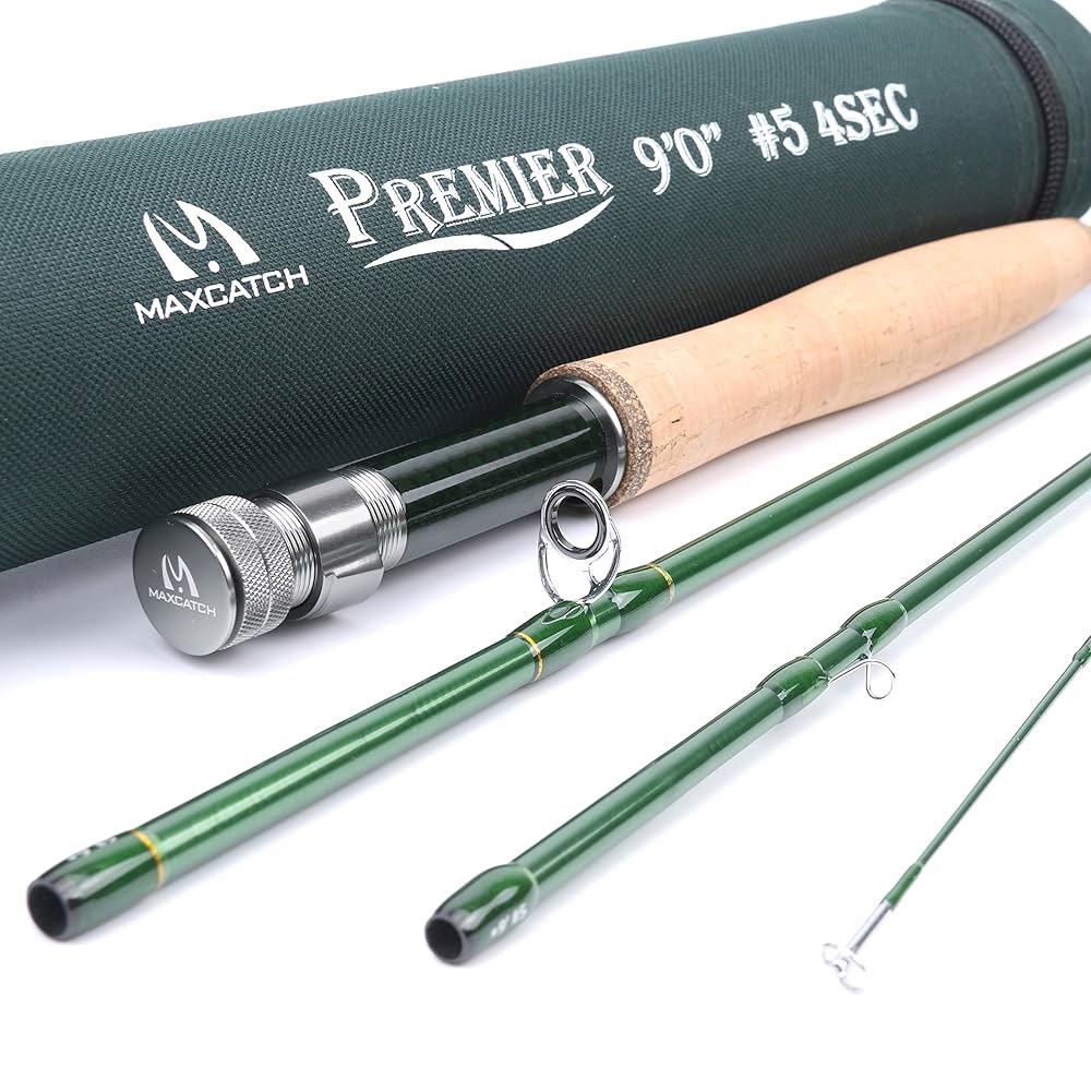 고성능을 위한 Maxcatch 3-12wt 중속 액션 프리미어 플라이 낚싯대-IM8 카본 블랭크, AA 코크 그립 하드 크로밍 가이드 포함 : FLEX-상점