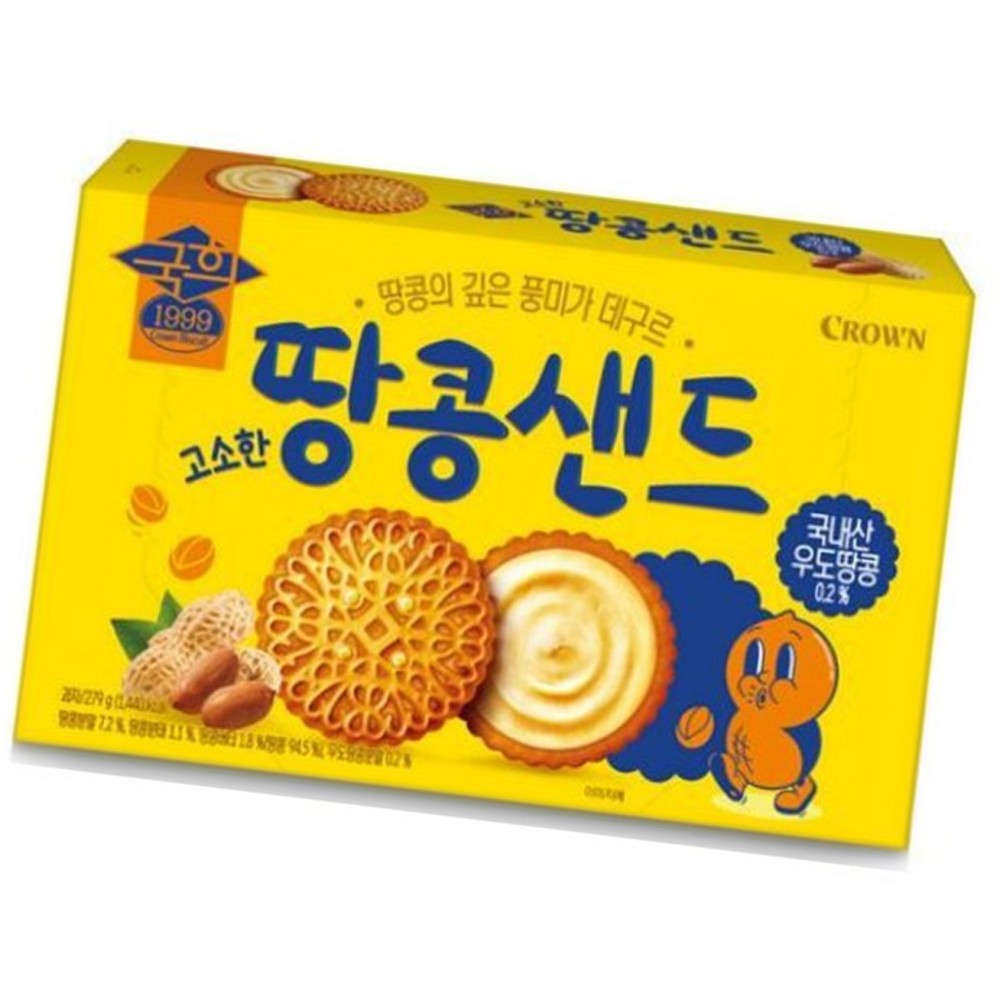 크라운 국희땅콩샌드 279g 식자재, 평점 상위 : 준 준 상회