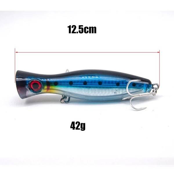 바다 낚시용 인공 미끼 12.5cm 42g 중간 크기 포퍼 탑 워터 낚시 루어 표면 : MegaDealsGloba