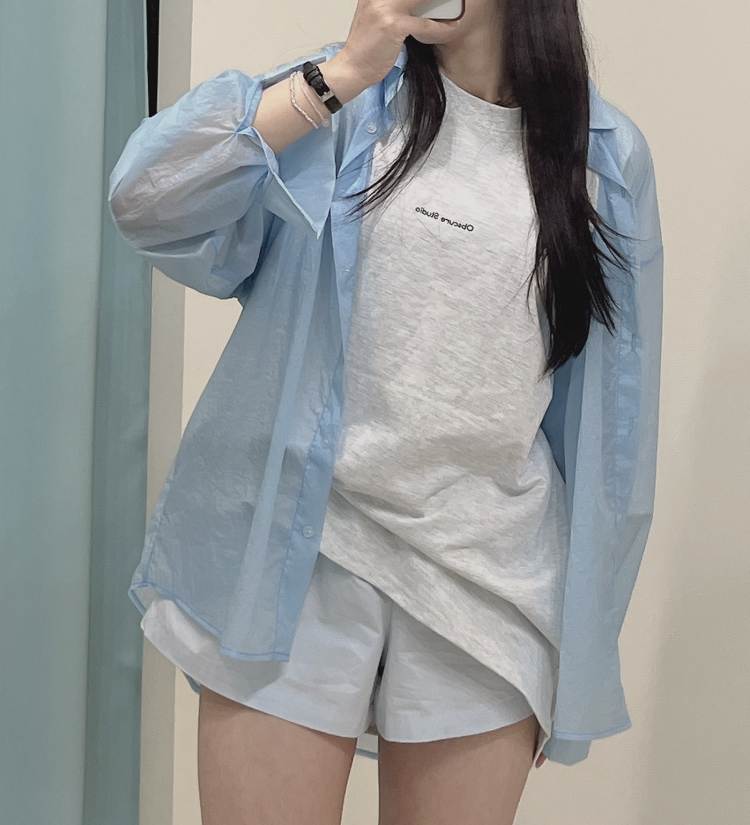 글린 시슬루 데일리 셔츠 - 3color 윈드점퍼 아노락 루즈핏 써머 시스루 쉬어 남방 햇빛차단 청량셔츠 뮤트새러데이 : 뮤트새러데이