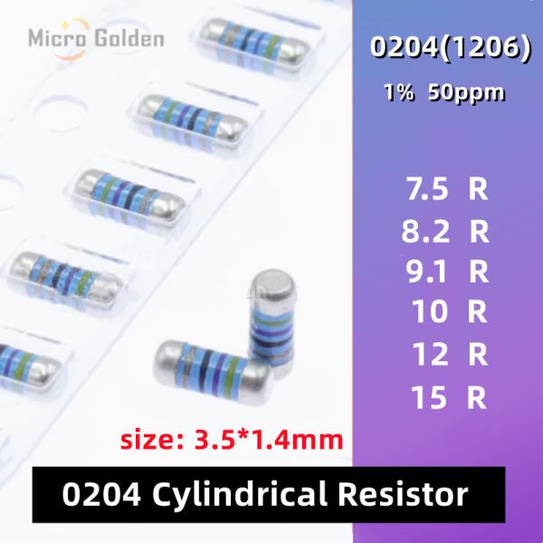20pcs  0204 원통형 저항기 컬러 링 SMD MELF 1% 7.5R 8.2R 9.1R 10R 12R 15R Ohm 1206 금속 필름 : 아온트레이딩