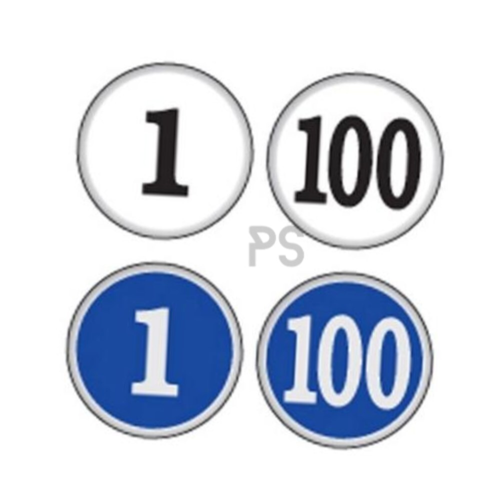 세모네모 원형숫자판1-100 청색 지름60 1개입 : 셀 커머스