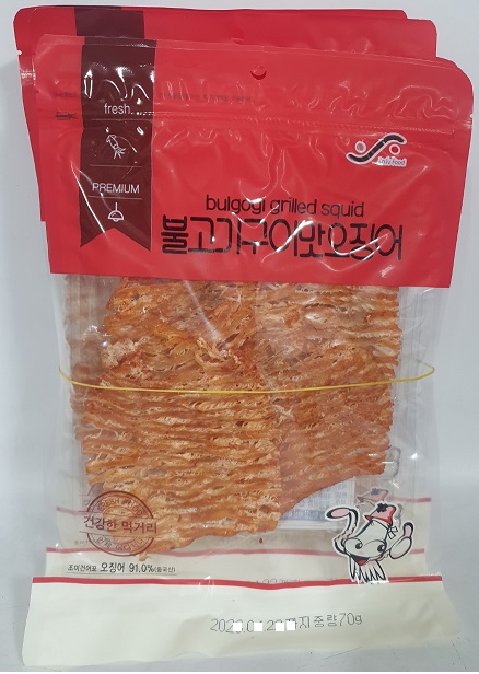 진주식품 불고기구이맛 오징어 70g×5개 : egozigo