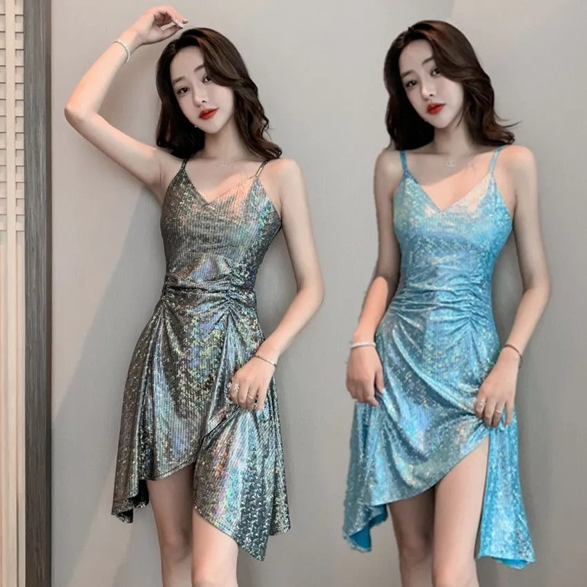 Kingfishe 여름 원피스 반짝이 섹시 미니 원피스 QZ10 : 유한회사 럭키키트레이딩