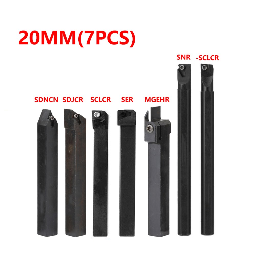 25MM 외부 내부 스레딩 그루 빙 터닝 도구 세트 선반 커터 CNC 금속 홀더 보링 바 SCLCR SDJCR MGEHR 20MM-7PCS no insert : 신아커머스