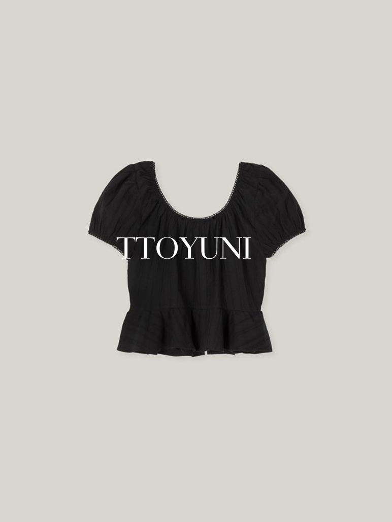 (당일) 포레스트 forest 팬지 블라우스 오프숄더 U넥 크롭 퍼프 떠유니 : ttoyuni