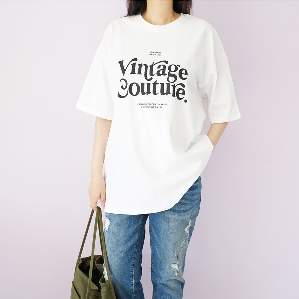 여성 박스핏 반팔티 빈티지 박스티 /ss : 하하네빅사이즈