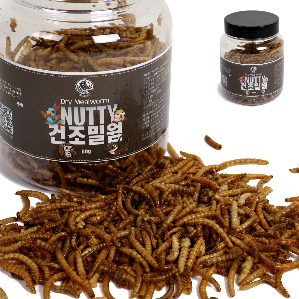 고소한 건조밀웜 60g 앵무새 새간식 햄스터 고슴도치 파충류 물고기 밀웜 : 앵무새장난감 우리버드
