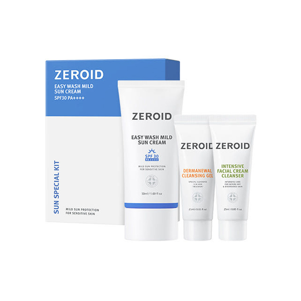제로이드 이지워시 마일드 선크림 50ML + 인텐시브 페이셜 크림 클렌저25ml + 더마뉴얼 클렌징젤 25ml 기획세트 : 미소드림엠디몰