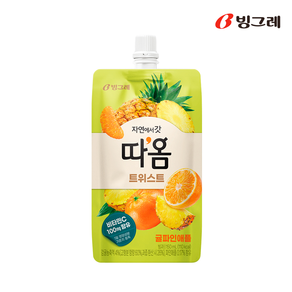 빙그레 따옴 트위스트 아이스크림 150ml 딸기바나나 6개입 + 귤파인애플 6개입 : 빙그레 본사직영몰