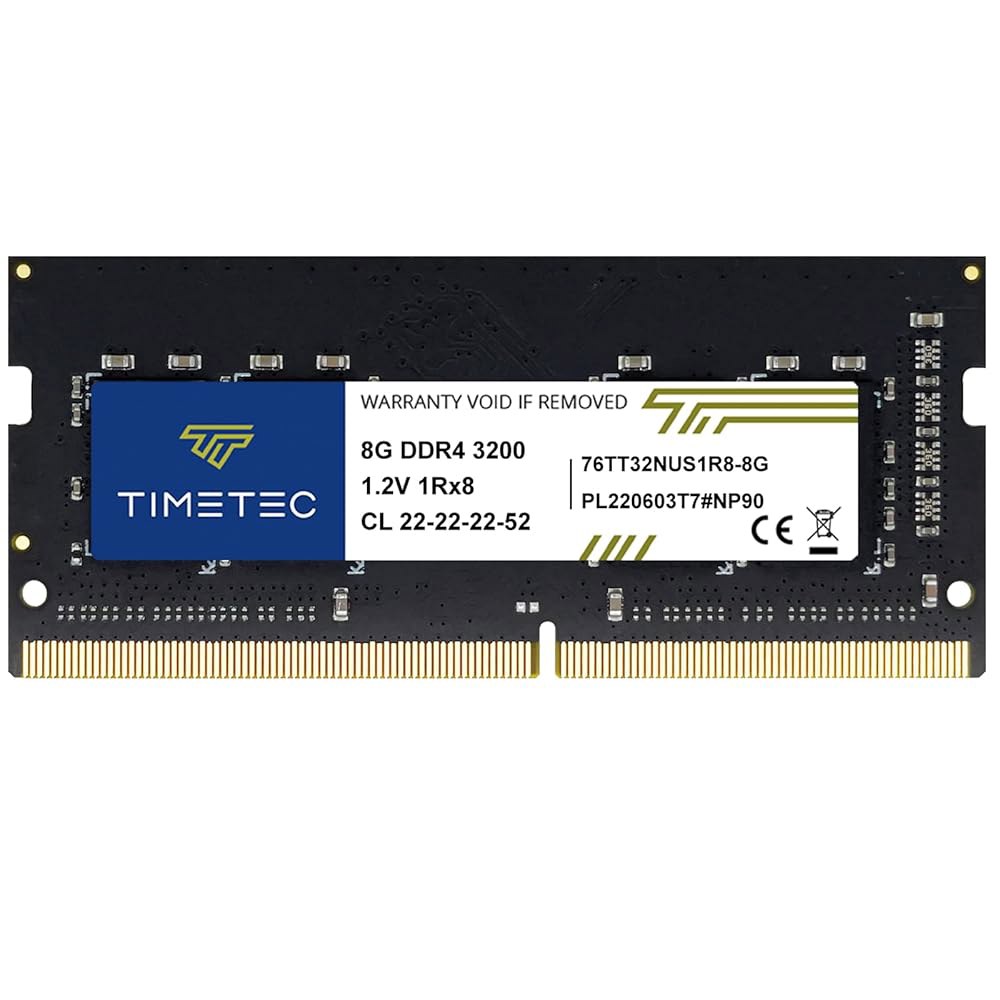 타임텍 8GB DDR4 3200MHz(또는 2933MHz 또는 2666MHz) PC4-25600 비완충 1.2V CL22 1Rx8 싱글 랭크 260 핀 SODIMM 노트북 PC : Jawwoo