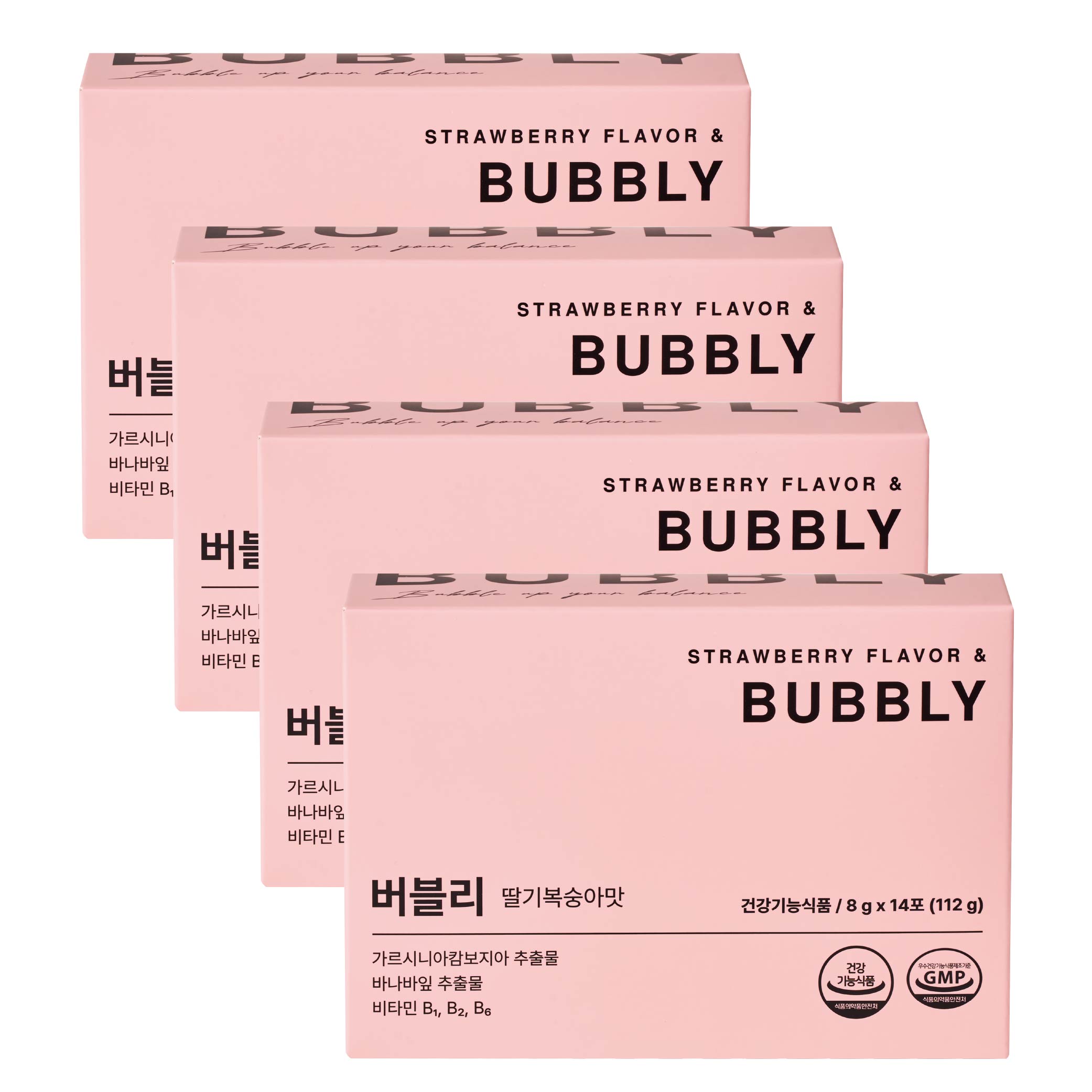 이퓨니드 가르시니아 탄산 다이어트 보조제 버블리 딸기복숭아맛 14포, 4개 : 위드랩스