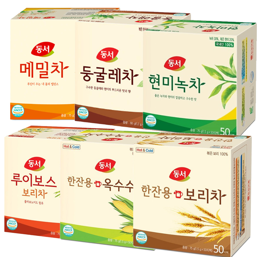 동서식품 50T 현미녹차+ 메밀차+ 둥글레차+ 루이보스+ 한잔용보리차+ 한잔용옥수수차 : 성실한오피스