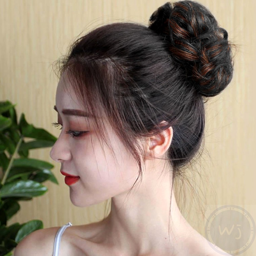 올림머리가발 8P 블랙+브라운 똥머리 미용가발 볼륨업 : 웬즈제이