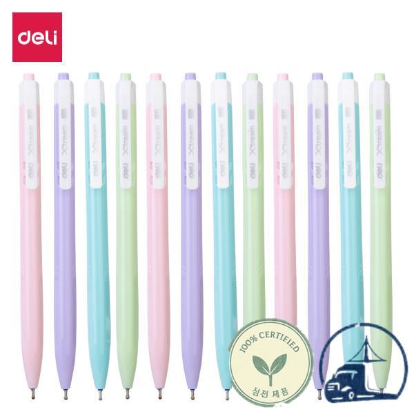 넝쿨 지지대 정원 DELI 마카롱 컬러 볼펜 블루 잉크 학생 소프트 필기 패션 문구 0.7mm 박스당 12개 : 플래닛트레이드