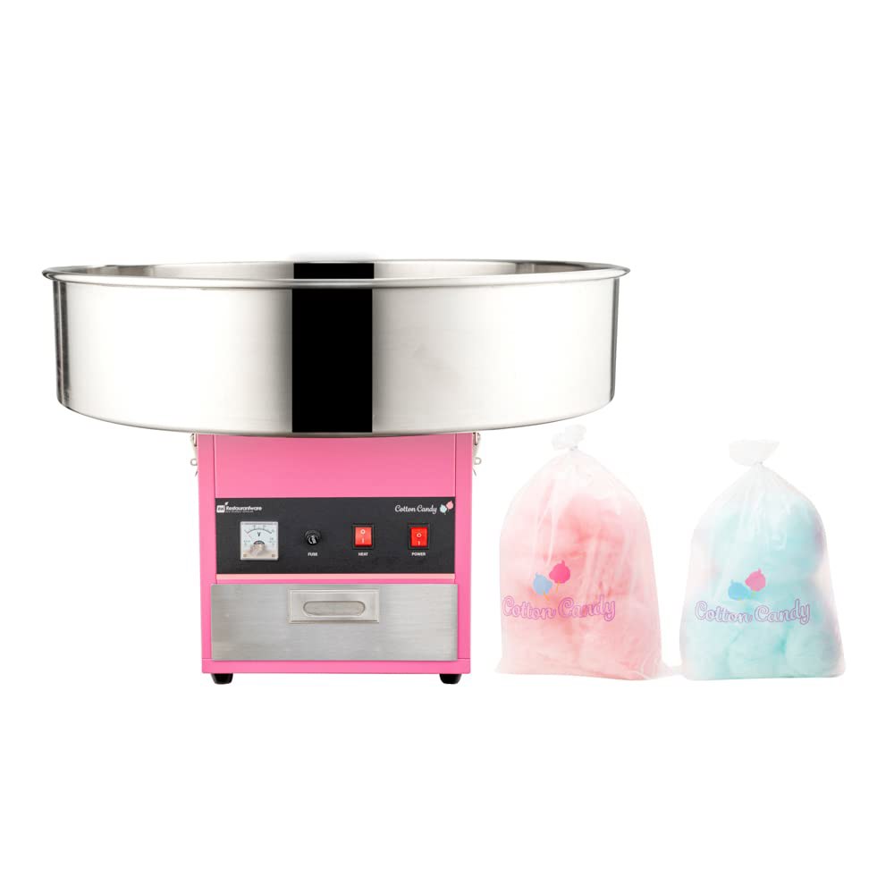 레스토랑웨어 하이텍 28인치 코튼 머신 1 생일 파티 및 치실 제조기 - 시간당 120 콘 생산 110V 스테인리스 스틸 설탕 1080W 21 Shield... 