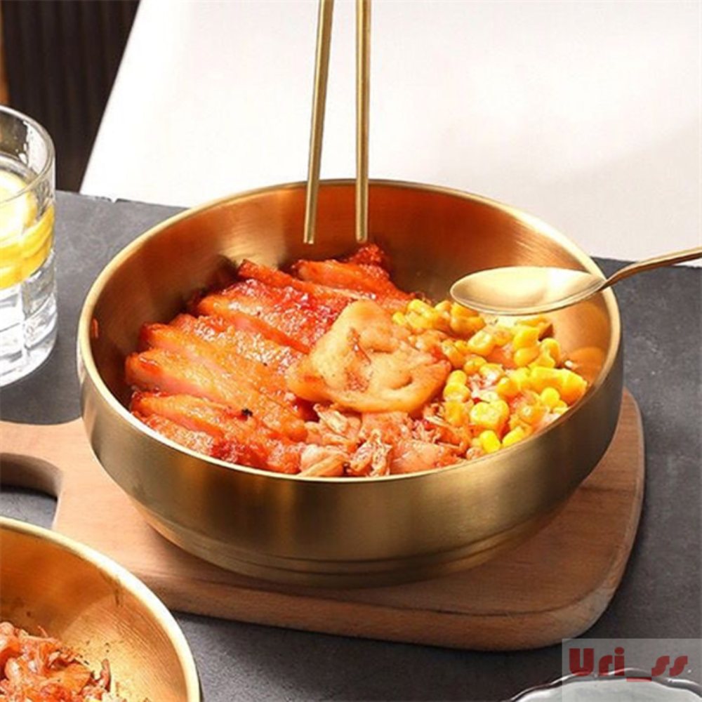 우리상회 이중스텐 그릇 22.5cm 골드 라면기 찬그릇 : 우리상회 추천 스토어