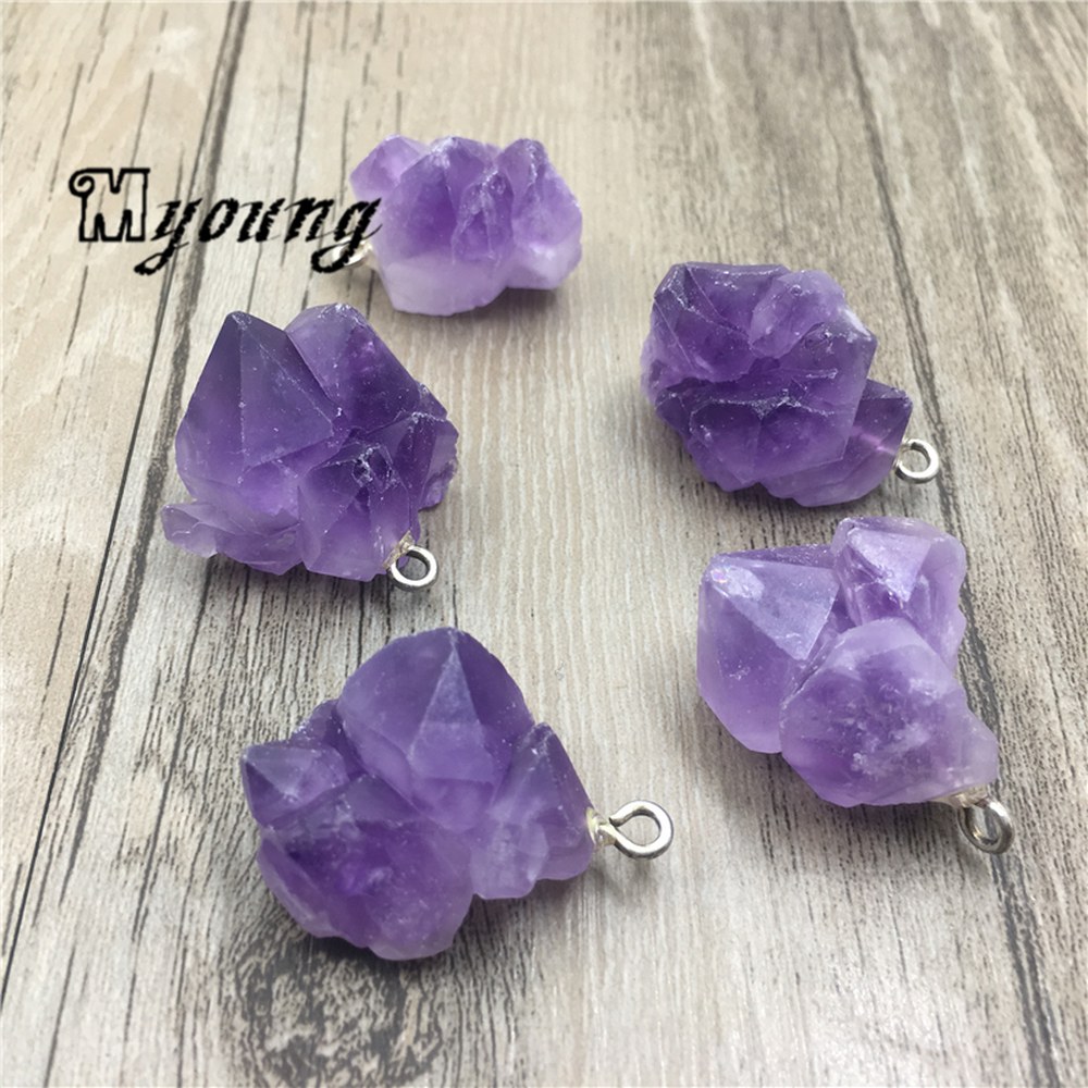 자수정 석영 너깃 매력 자연 돌 보라색 크리스탈 DRUZY 펜던트 DIY 보석 만들기 MY1822 : 36키쟁이