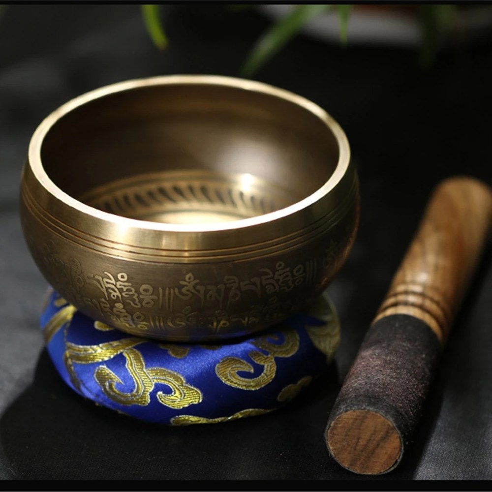 스트레스 노래 명상 티베트 새겨진 요가 그릇 위한 선물을 황동 디자인의 세트 Blessing Totem : 셀렉트라이퍼