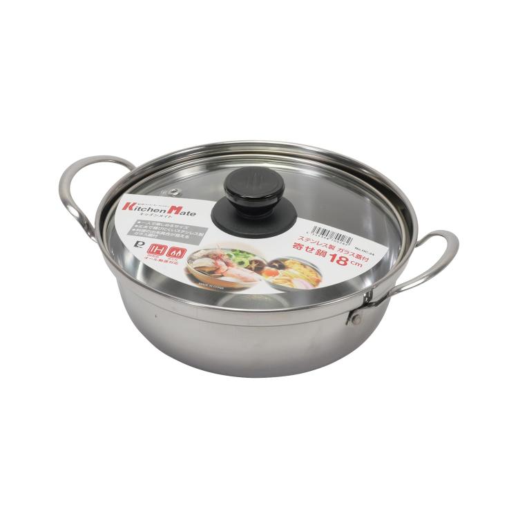 진주 금속 냄비 향기 냄비 18cm IH 대응 유리 뚜껑 부착 스테인리스제 1인용 키친 메이트 HC-24 : Brandmaster