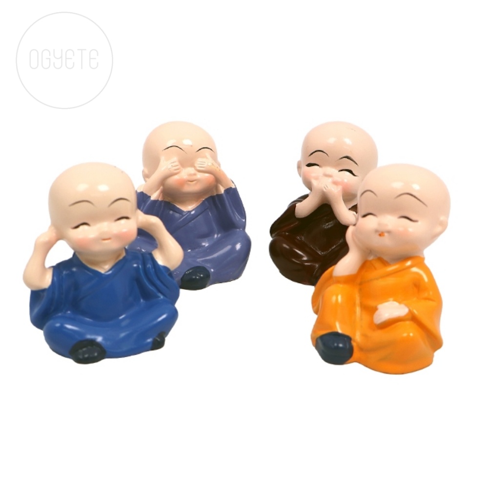 오계테 삼불원 동자승 장식 세트 세원숭이 삼원 불교용품 스님 장식품 : 오계테