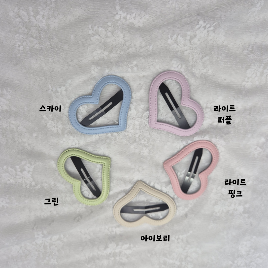 [별리본] 파스텔하트 세트똑딱핀 하트머리핀 세트핀 데일리헤어핀 귀여운 예쁜헤어핀 5set : 별리본 마켓