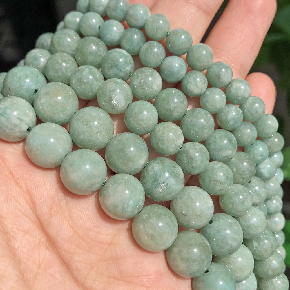 6 12mm 천연 경옥 비즈 천연석 녹색 버마 옥 라운드 루즈 쥬얼리 만들기 DIY 팔찌 목걸이 15 6mm 61pcs beads : 올인원글로벌