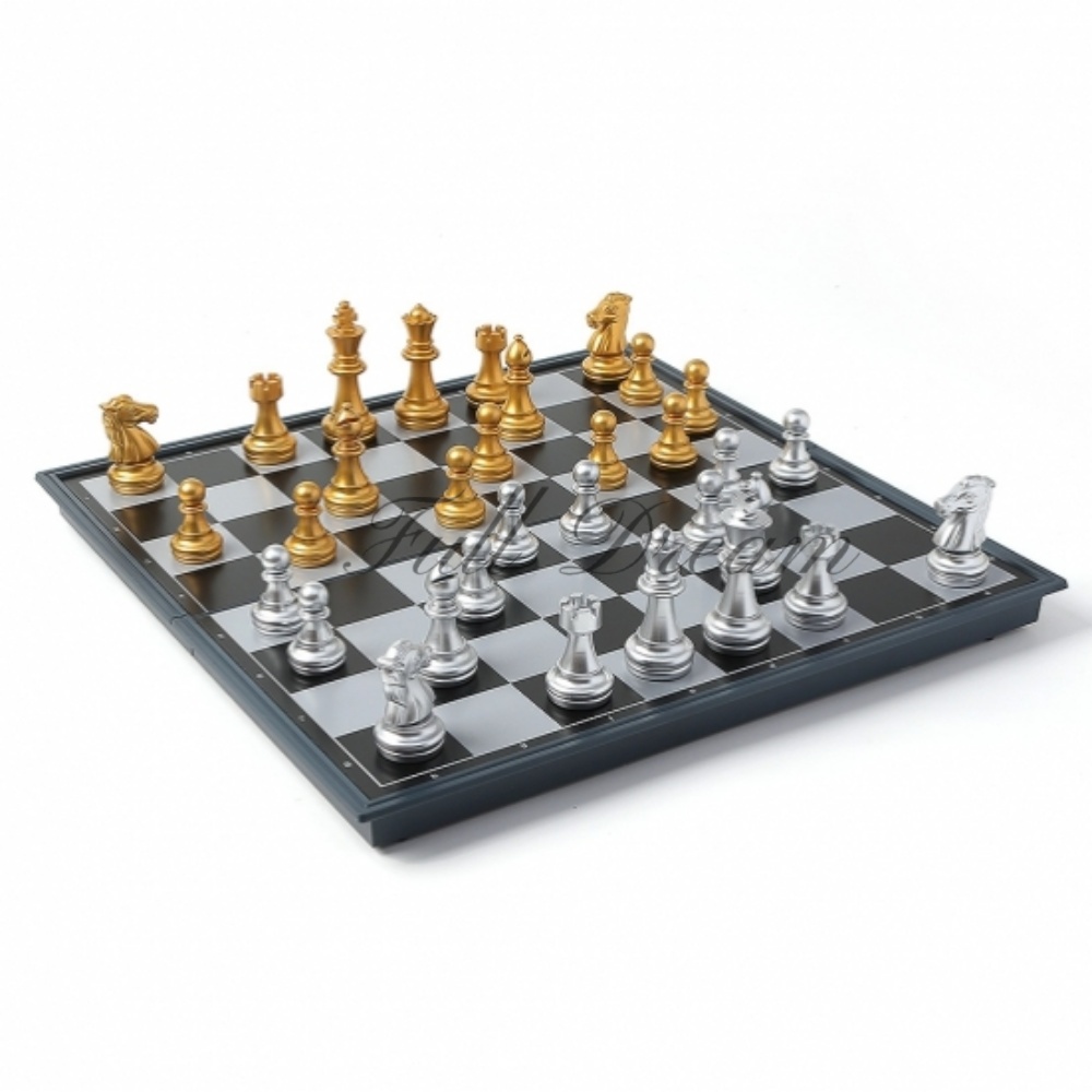 풀드림몰 접이식 자석 체스 32x32cm 골드실버 전략보드게임 고급체스 체스세트 : 풀드림몰4